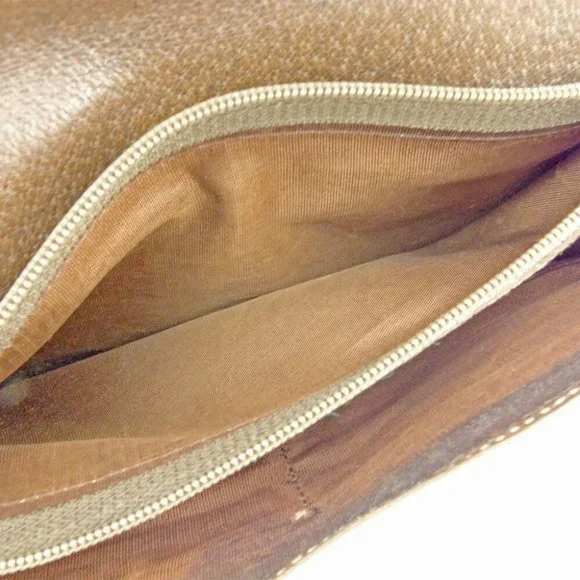 GUCCI Long Wallet GG Pattern Beige PVC ~ Leather Auth USED P784
